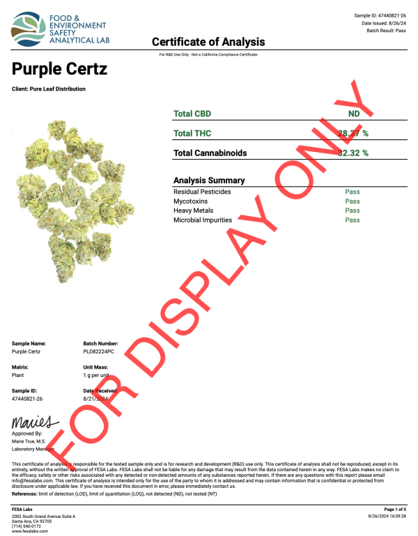PURPLE CERTZ - COA
