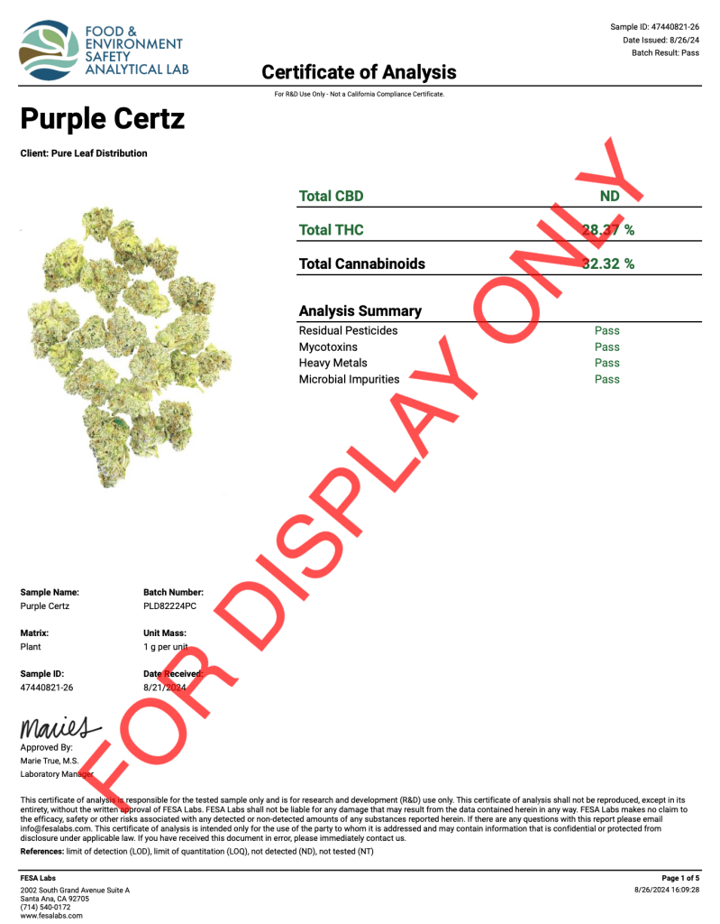 PURPLE CERTZ - COA