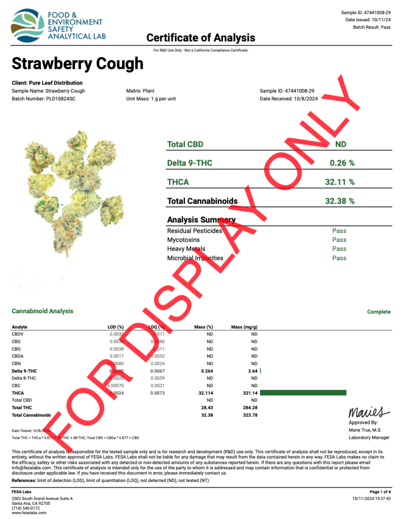 STRAWBERRY COUGH - COA